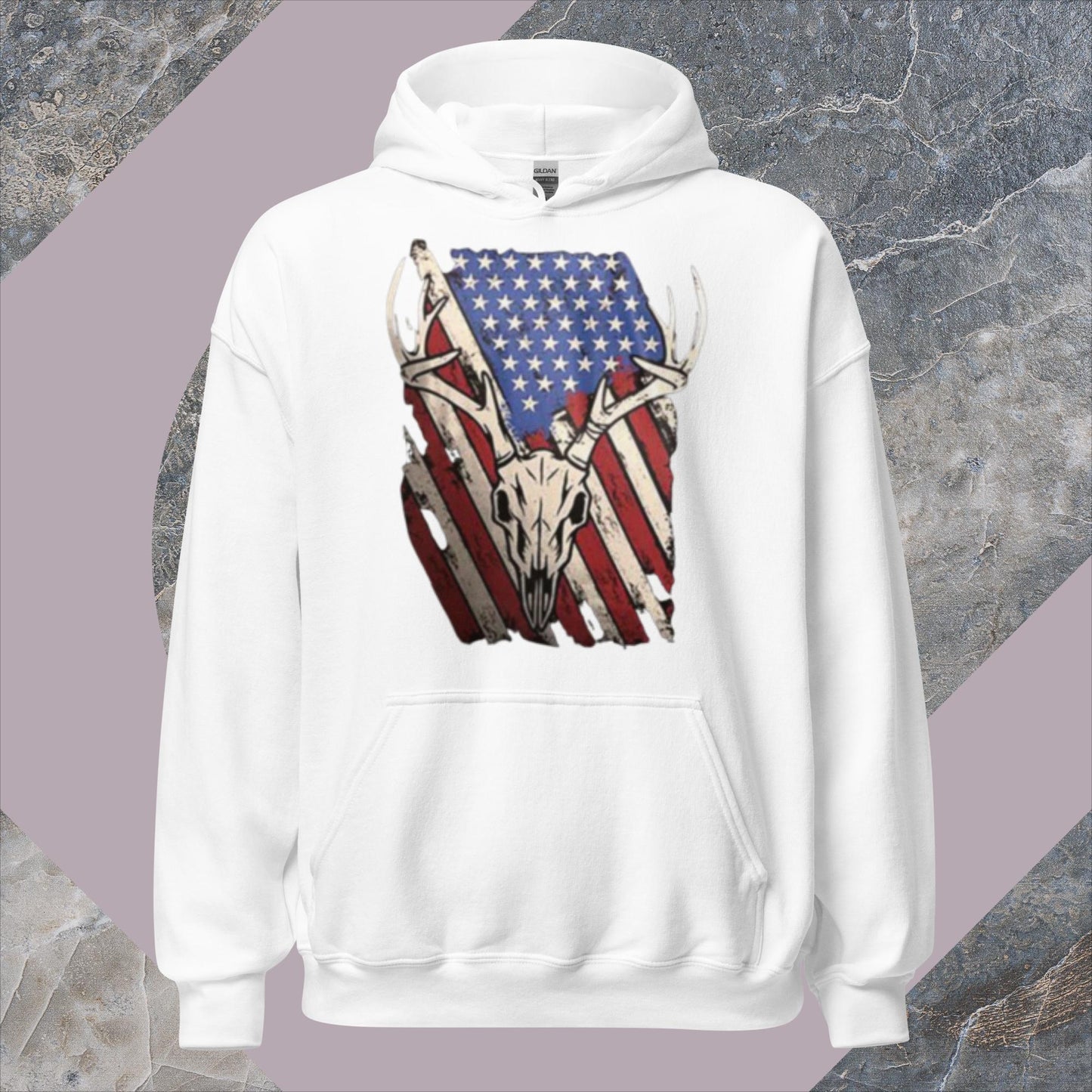 Buck Mount over American Flag, Hunting