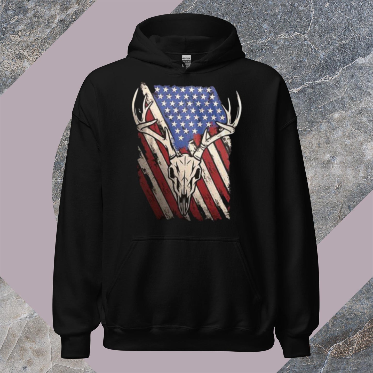 Buck Mount over American Flag, Hunting