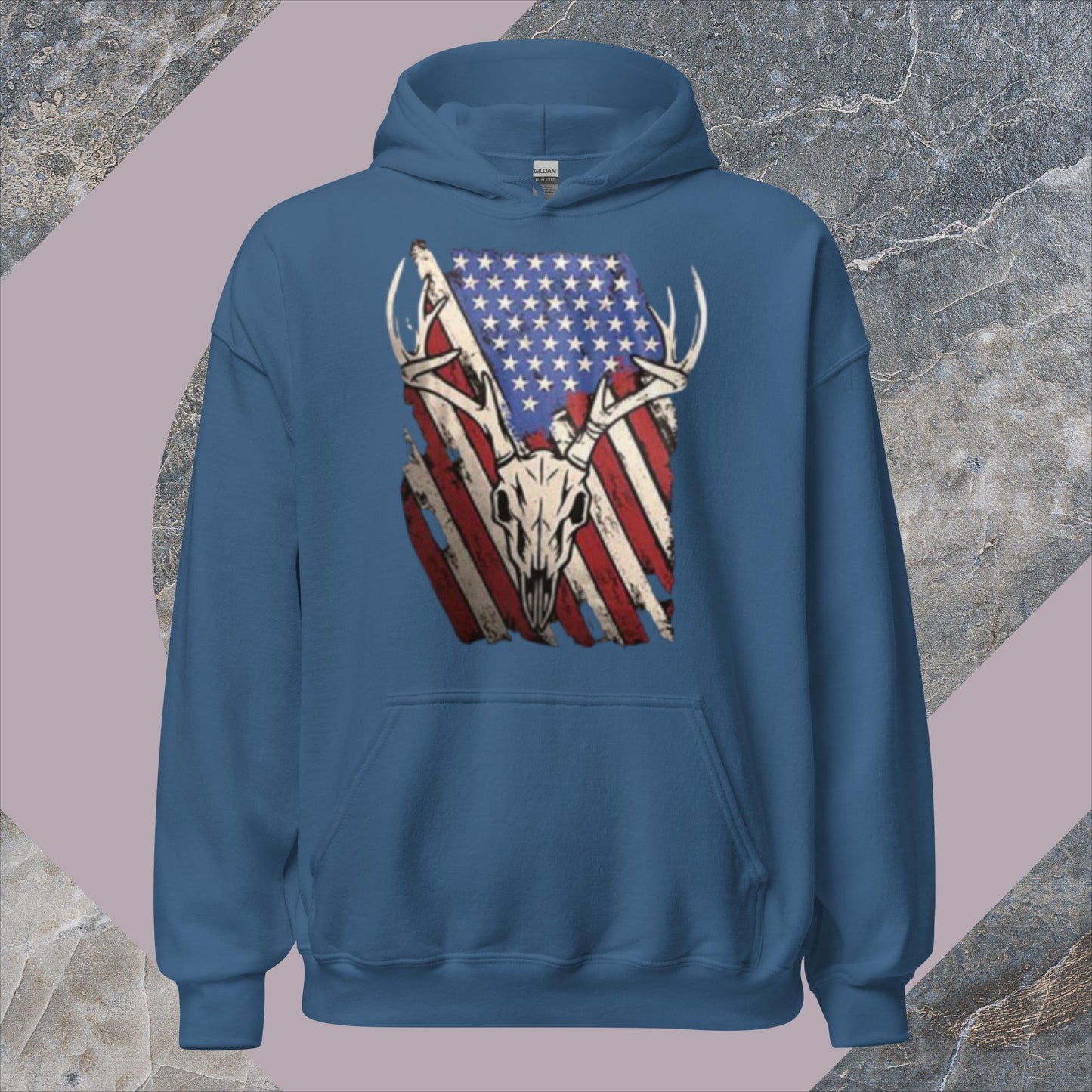 Buck Mount over American Flag, Hunting